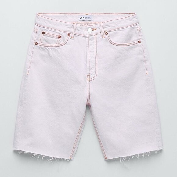 NEW ZARA SOLID COLOR STRAIGHT CUT SHORTS - Picture 2 of 10